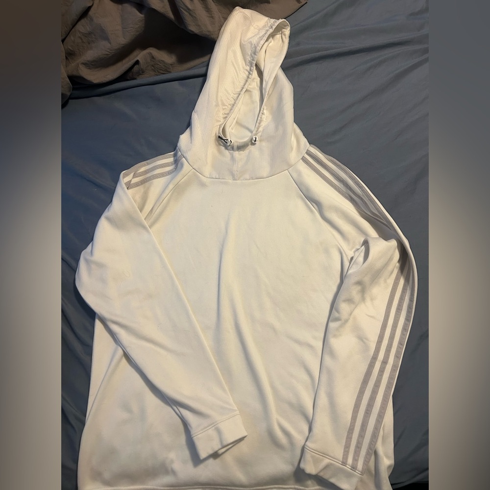 Adidas White Hoodie with Subtle Gray Accents